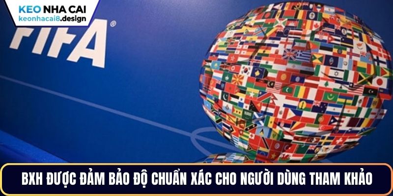 BXH được đảm bảo độ chuẩn xác cho người dùng tham khảo