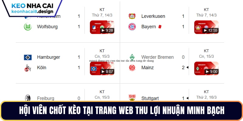 Hội viên chốt kèo tại trang web thu lợi nhuận minh bạch